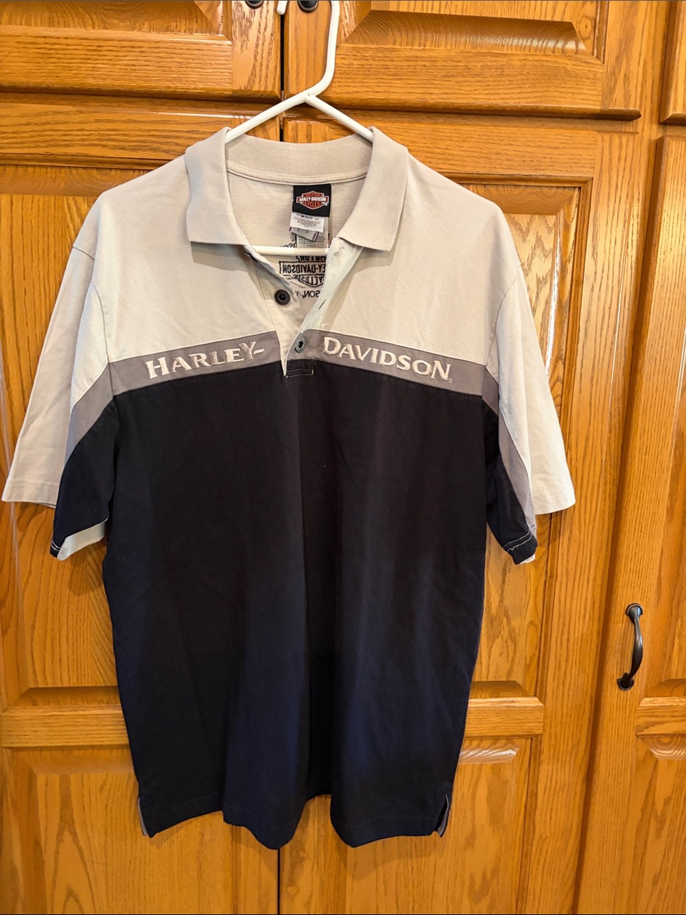 Harley-Davidson Black and Light Gray Men’s Colorblock Polo